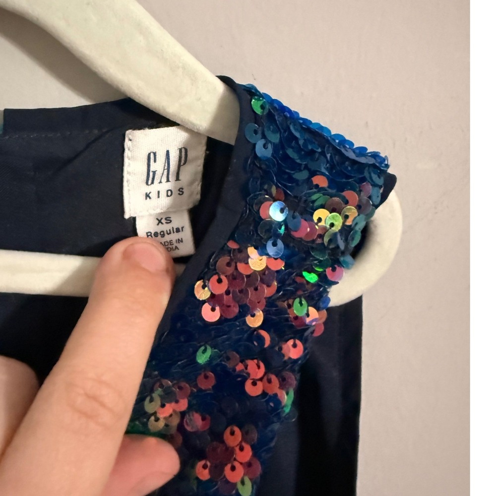 Gap Kids Sequin Dress Girls XS Multicolor Iridescent Party Sleeveless Shift - Picture 2 of 3